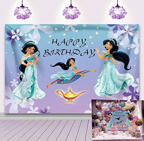 Smile World Telón de fondo de princesa jazmín para fiesta de cumpleaños, fondo temático de...