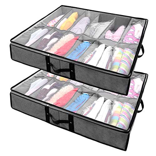 Organizador de Zapatos Debajo De la Cama Para 24 Pares De Zapatos, Caja De Almacenamiento De Zapatos...
