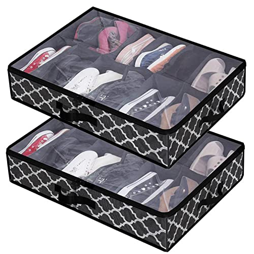 WAYAMY Juego De 2 Organizador de Zapatos Debajo De la Cama Para 24 Pares De Zapatos, Caja De...