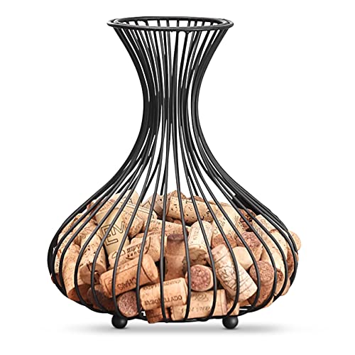 KOVOT Soporte de corcho de vino – Jaula de corcho con forma de jarrón – Construcción de metal...