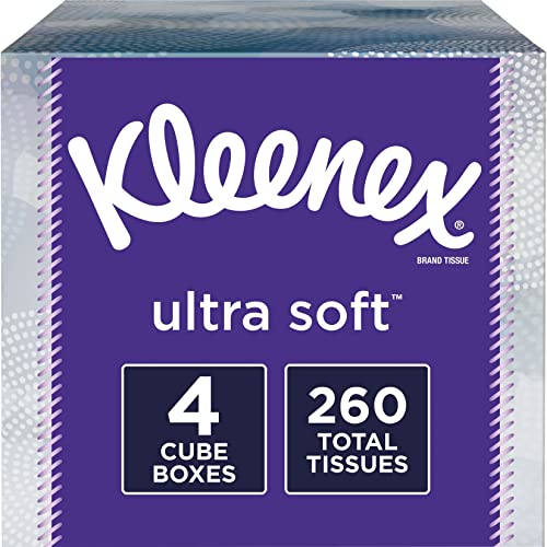 Kleenex Ultra Soft Facial Tissues, 65 Tissues per Box, 4 Pack (260 Tissues Total)