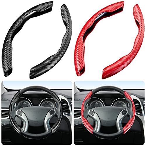 Juego de 2 fundas de fibra de carbono para volante, para mujeres y hombres, accesorios seguros y...