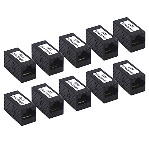 VCELINK - Acoplador en línea RJ45 Cat6, paquete de 10 adaptadores extensores Ethernet hembra a...