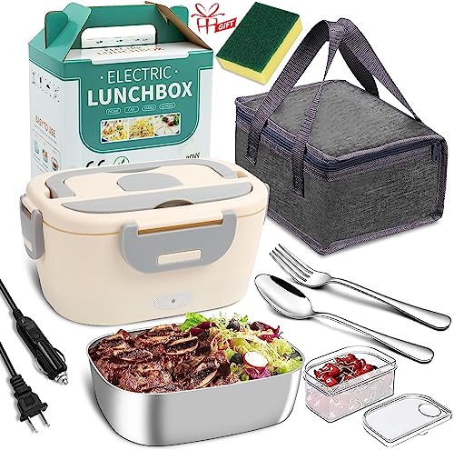 Fiambrera eléctrica Calentador de comida Fiambrera de 1,5 litros desmontable 2 en 1 Fiambrera...