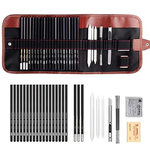 Kit de Lápices de Dibujo 29 Piezas,Materiales de dibujo del kit de arte de lápiz, con lápices de...