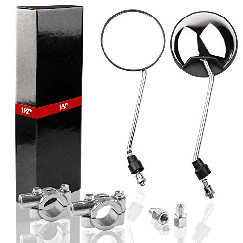 1PZ RM8-CH1 Espejo Retrovisor Redondos universales M8x1.0 estilo antena y abrazaderas de 7/8' 22mm...