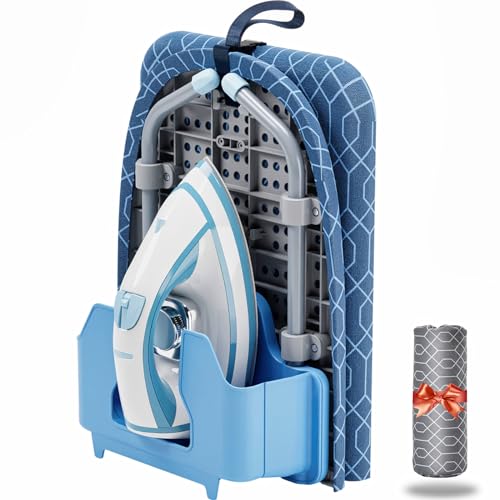 APEXCHASER Tabla de planchar plegable con almacenamiento de hierro, tabla de hierro pequeña con 2...