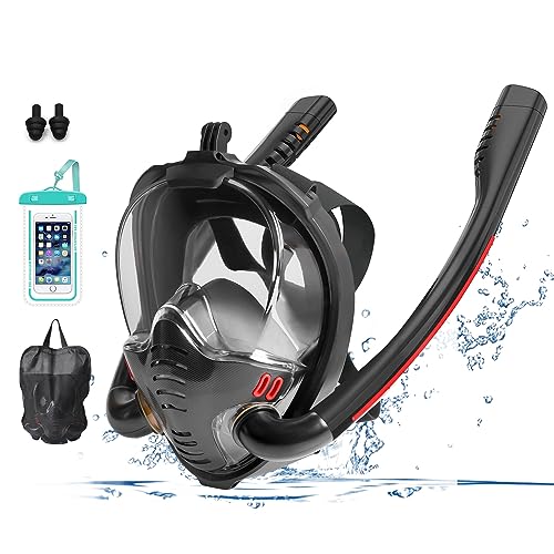 VIESS Máscara de Esnórquel Doble de Cara Completa para Niños/Adultos,Visión 180° Panorámica,...