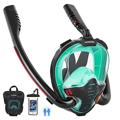 SANGKEE Máscara de esnórquel de Cara Completa, máscara de esnórquel Doble con Sistema de...