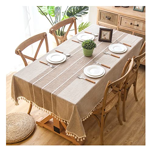 AZULDIMEN Mantel de arpillera Bordado Impermeable Rectangular - Mantel de Lino Tela rústica...