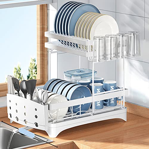 Hisemy Escurridor de Trastes, Escurridor de Platos Acero Inoxidable 2 Niveles con Sistema de Drenaje...