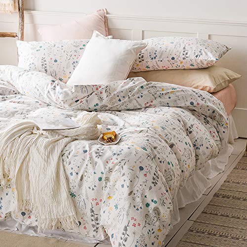 LifeTB - Juego de ropa de cama floral de algodón para cama individual, funda de edredón floral...