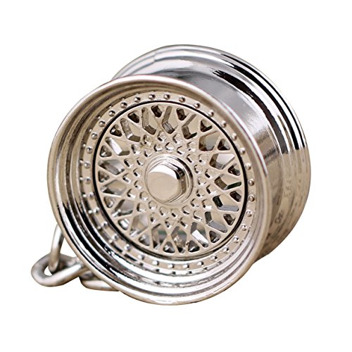maycom Creative Caliente Auto Parte Modelo BBS Llanta Neumáticos Llavero Anillo (Plata)