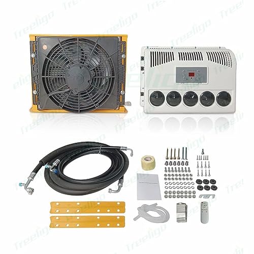 RVpligo 12 V Acondicionador de aire para camión, cabina dividida, CA 12000 BTU, se adapta a...