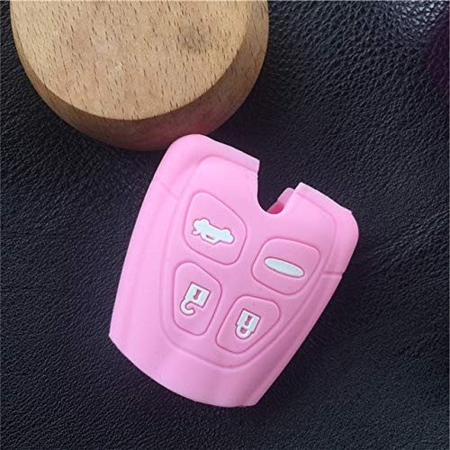 Funda de silicona para llave de coche Saab 9-3 9-5 93 95 (nombre de color: rosa)
