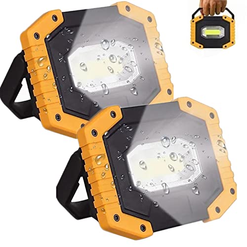 2 Piezas Multi-función LED COB Linterna Luz de Trabajo, 30w 2000lm Lámpara Recargable Portátil, 3...