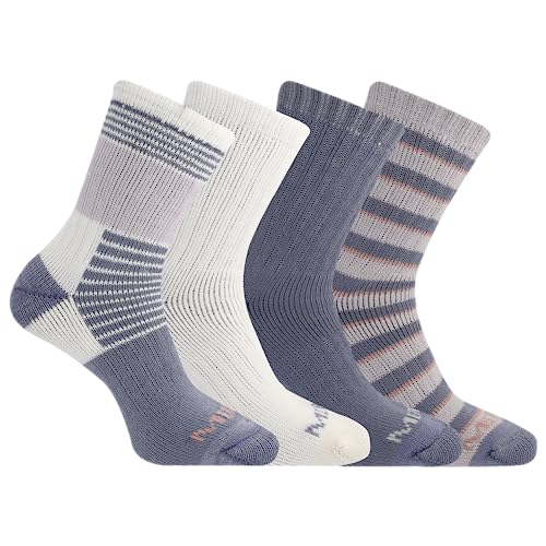 Merrell - Calcetines térmicos de mezcla de lana para hombre y mujer, paquete de 4 pares, color gris...