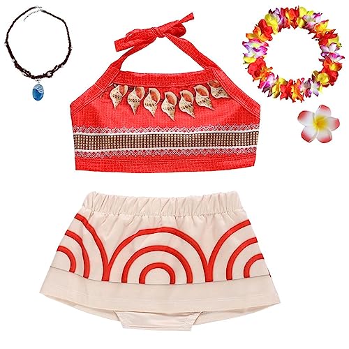 Lito Angels - Traje de baño de princesa tankini de 2 piezas con accesorios, color rojo, Trajes de...