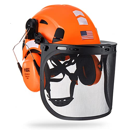 GREEN DEVIL Unisex-Adulto Casco De Seguridad Forestal Casco De Motosierra Con Protector Facial De...