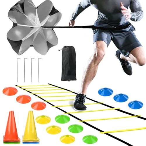 Equipo de Entrenamiento de Agilidad para Fútbol, Kit de Escalera de Agilidad con 12 peldaños...