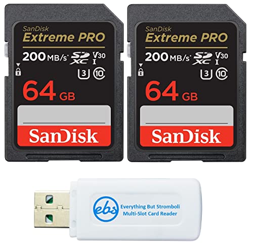 SanDisk - Tarjeta de memoria SDXC SD Extreme Pro de 64 GB (dos unidades) funciona con cámara...
