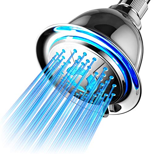 powerspa Todo cromo 4-setting LED alcachofa de ducha con aire Tecnología de Jet LED Turbo...