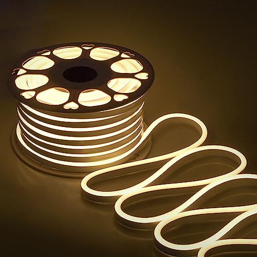 Samsion - Tira de luces LED de neón de 3000 K, luz LED de neón de color blanco cálido, 25 m, 120...