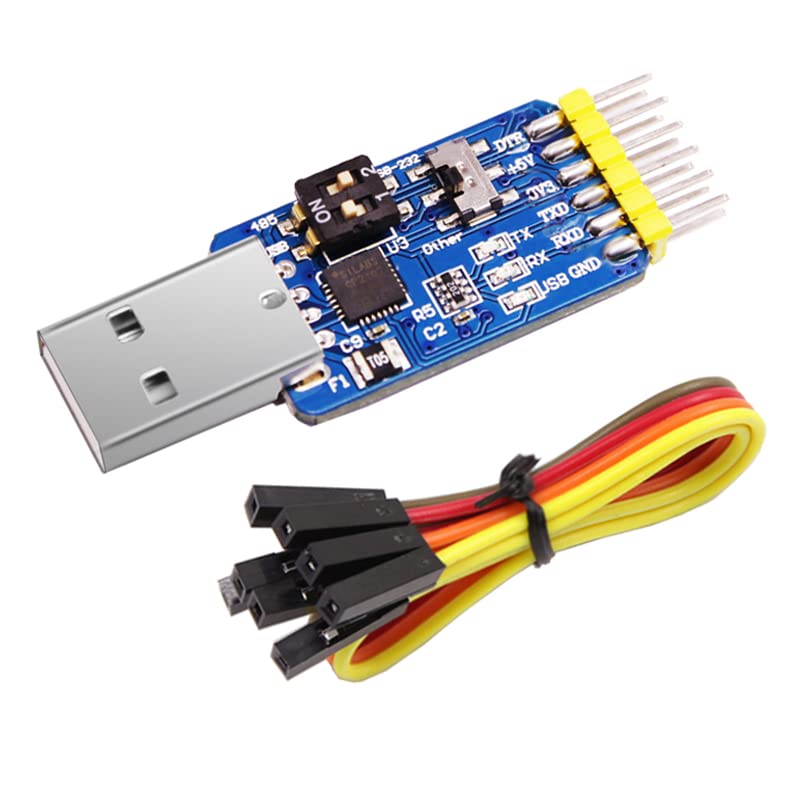 Geekstory CP2102 6 en 1 USB-UART Serial Adapter Module USB a TTL 485 232, TTL a 232 485, RS232 a 485...