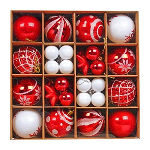CRAVIN Bolas de Navidad | Bolas de Adornos navideños Rojos y Blancos con Lazo para Colgar Juego de...