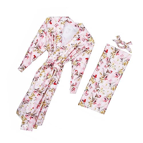 NOLITOY 3 Uds Ropa De Maternidad para Padres E Hijos Kimono Floral Manta De Seda para Bebé Lazos...