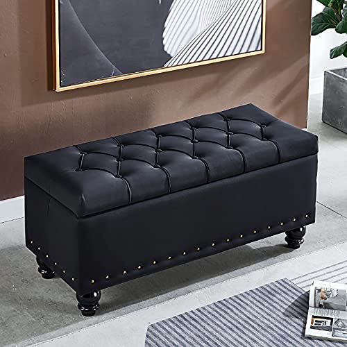 baul almacenaje Dormitorio Banco almacenaje Banco De Extremo De Cama De Cuero Sintético con Asiento...