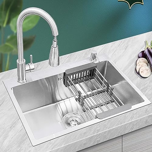 Fregadero Negro Sobre Encimera, Fregadero De Cocina Hecho A Mano Fregadero De Exterior De Un Seno...