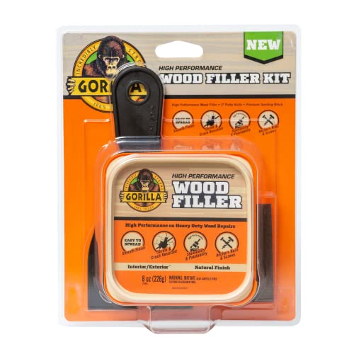 Gorilla Kit de reparación de madera multiusos con cuchillo de masilla y bloque de lijado