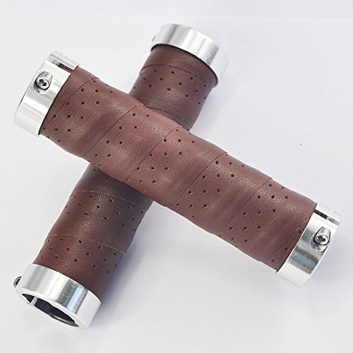 UPANBIKE - Puños de cuero para manillar de bicicleta (22,2 mm), color marrón