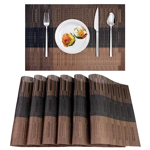 Manteles Individuales para Mesa, 6 Piezas, 45×30cm, Antideslizante y Aislamiento Térmico, Fácil...