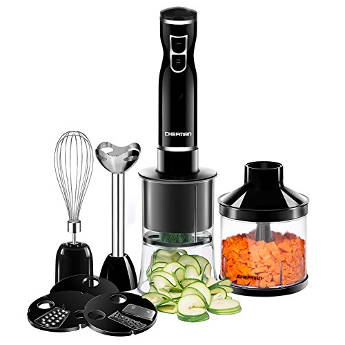 Chefman | Batidora de Mano | Hand Blender | Licuadora de Mano | 3 Cuchillas | 6 en 1 | Negro