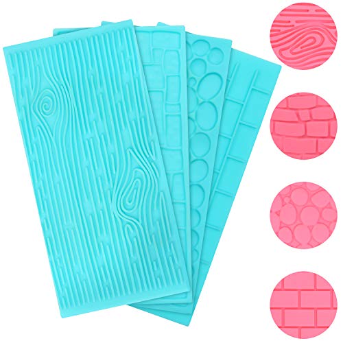 Silicona en Relieve Moldes para Imprimir Textura de Diseños - Madera, Pared de Ladrillos, Efecto de...