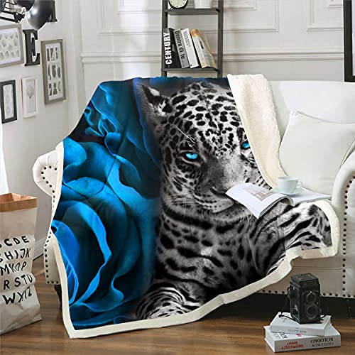 Manta de sherpa de guepardo para niños y mujeres, manta de forro polar con estampado 3D, color...