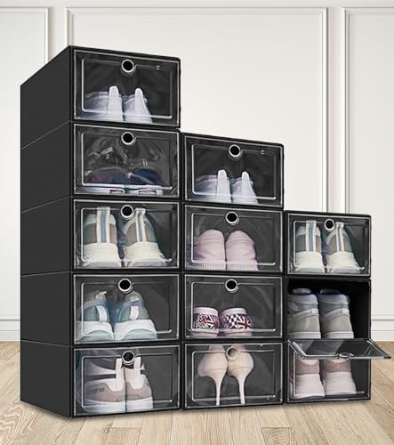 RENDIN Zapatera Organizador a Prueba de Polvo,Cajas para Zapatos Independiente,Zapateras Modernas 12...