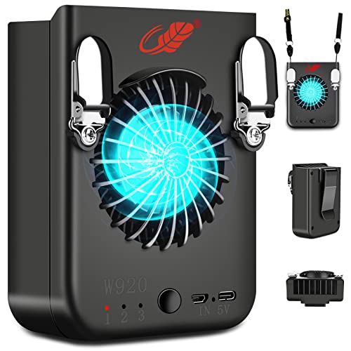 GOBRILLFUN Ventilador de cintura portátil de 8000 mAh, 3 velocidades, ventilador de cinturón para...