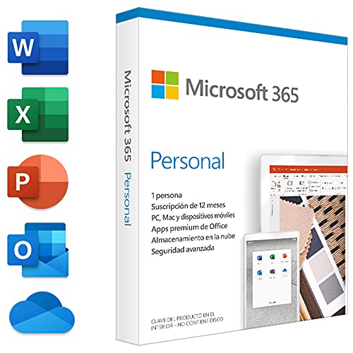 Microsoft 365 Personal | Suscripción anual | Para 1 PC o Mac, 1 tableta incluyendo iPad, Android, o...