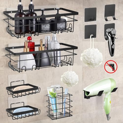 Estante de Baño de 10 Piezas sin Taladro, Organizador de Baño Adhesivo, Estante Organizador,...
