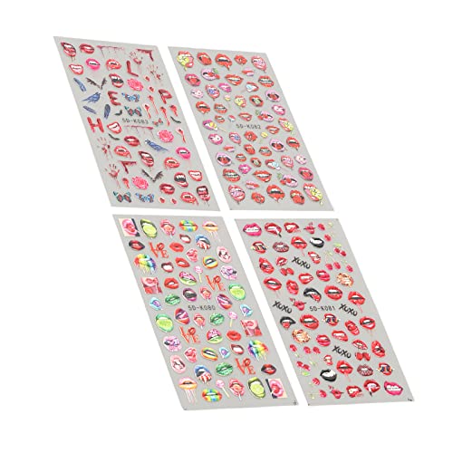 4 Hojas De Pegatinas Para Uñas, Pegatinas Para Decoración De Uñas, Accesorios De Diseño De...