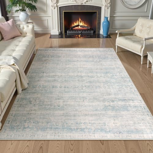 Lahome - Alfombra de color azul claro para recámara, 5 x 7 pulgadas, lavable para sala de estar,...