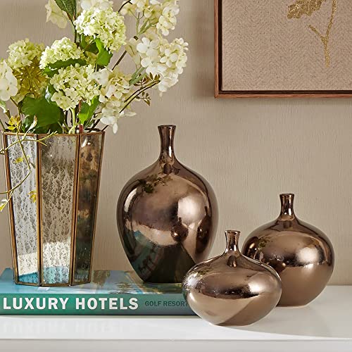 Madison Park Ansen Home Deco - Juego de 3 jarrón metálico con diseño Moderno de Botellas de Lujo,...