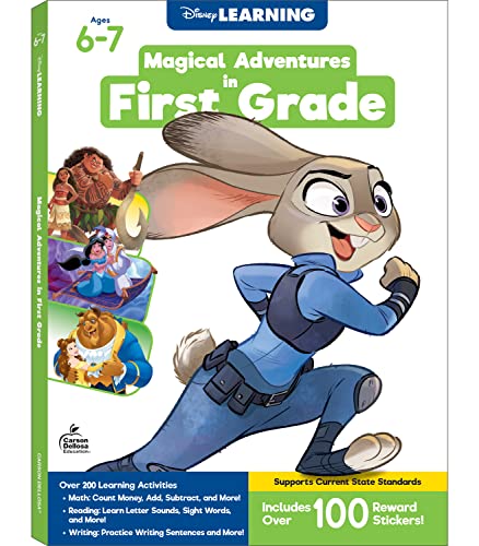 Disney Learning Magical Adventures in 1st Grade Workbooks All Subjects, Math, Phonics, Sight Words,...