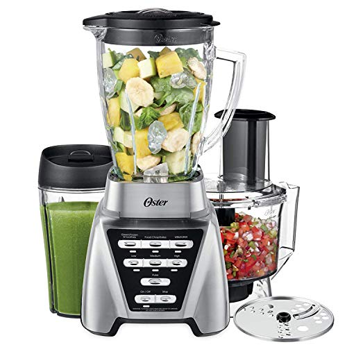 Oster - Licuadora Pro 1200 con tarro de vidrio, taza de batido de 710 ml y accesorio para procesador...