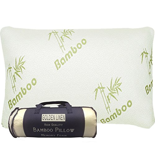 Golden linens Shrdedd Bamboo Pillow Memory Foam With Zipper Removable Cover - Hotel Quality...