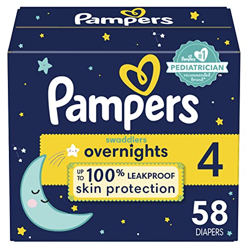 Pampers Overnight - Pañales Etapa 4, 58 Piezas. Para bebés de 10 a 17 Kg.