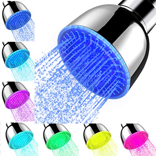 Alcachofa de ducha LED que cambia de color, 7 colores de luz flash automáticamente para baño LED...